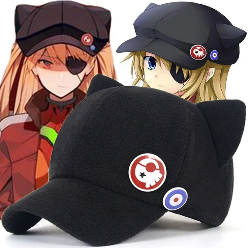Casquette de baseball mignonne d'anime - Chapeau EVA à oreilles de chat Shikinami Asuka