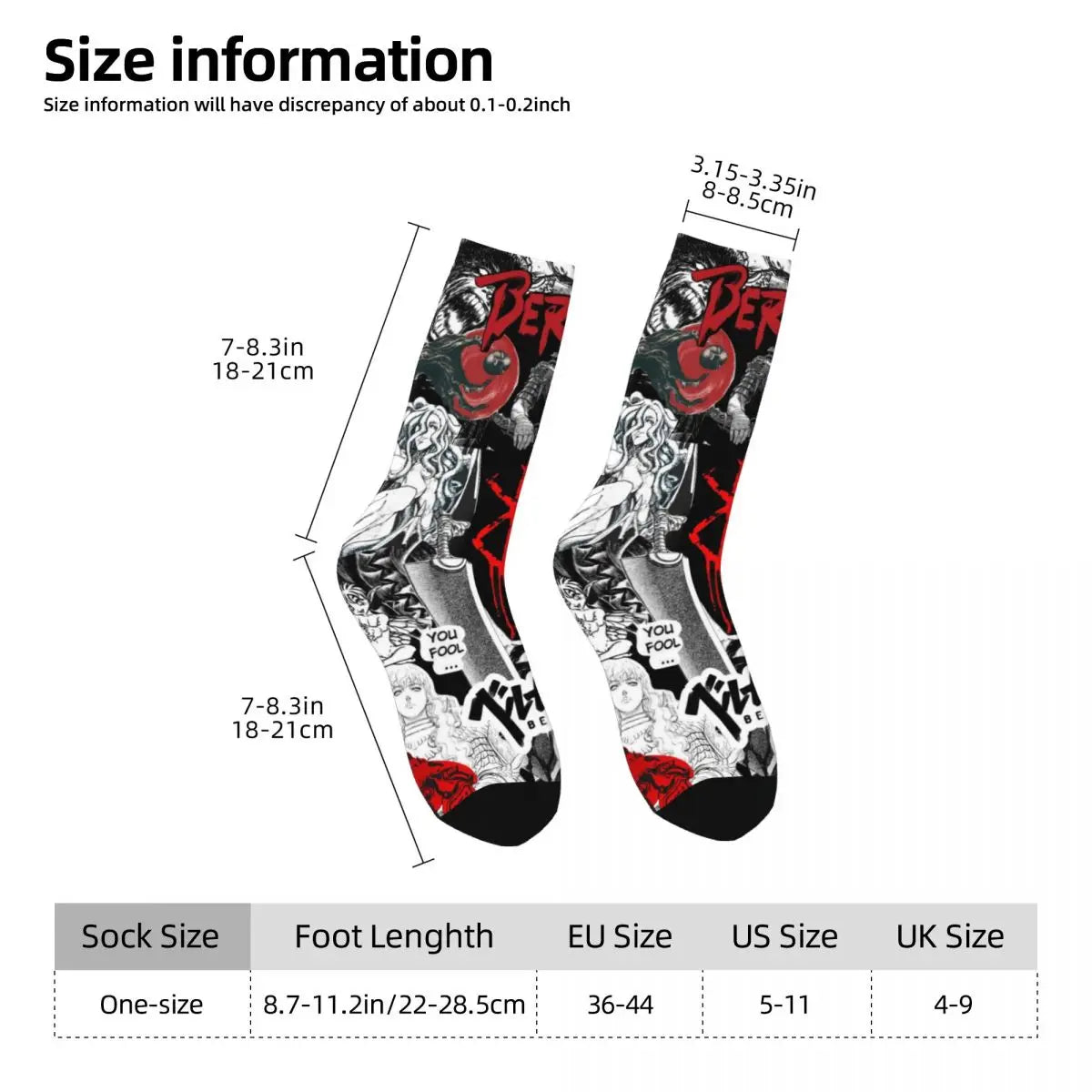 Bunte Berserk Anime-Basketballsocken – Ganzjahres-Baumwoll-Crew, schweißabsorbierendes Design