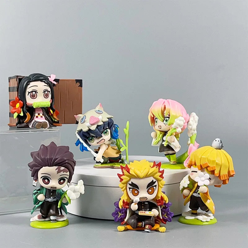 Figurines de dessin animé Demon Slayer, 9cm, Tanjirou Nezuko Zenitsu Kyoujurou Kanroji, jouets d'action