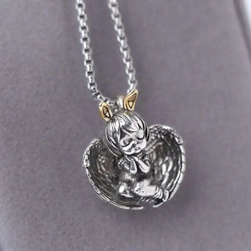 Collier avec pendentif en forme de fille Mecha en plaqué argent - Bijoux tendance hip-hop rock punk pour hommes et femmes | Idée cadeau