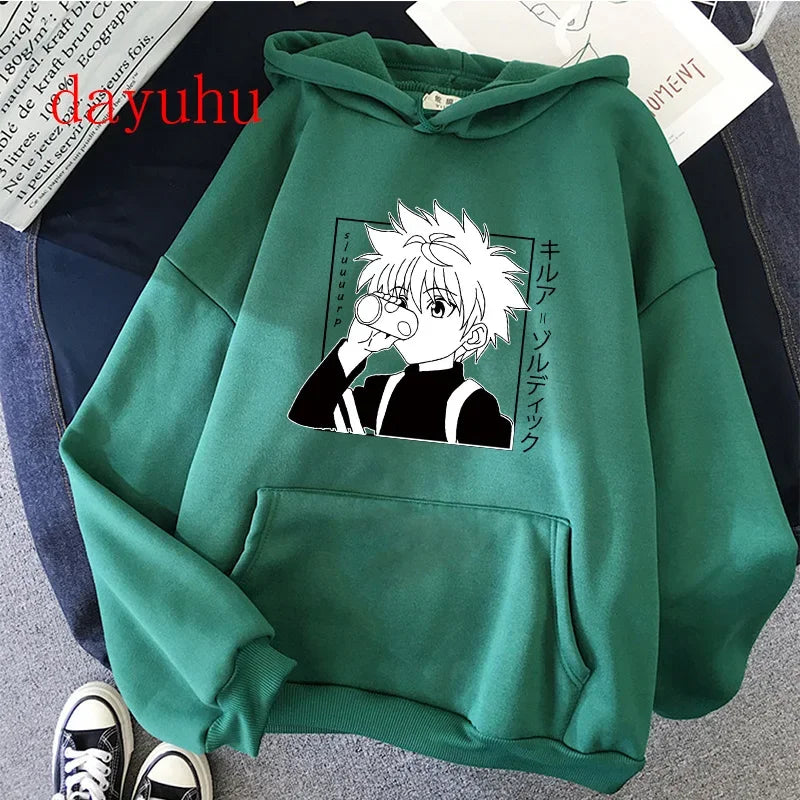90er Hunter X Hunter Killua Zoldyck Teufelsauge Hoodie – Unisex Streetwear Sweatshirt, Kawaii Hisoka Manga Hoody