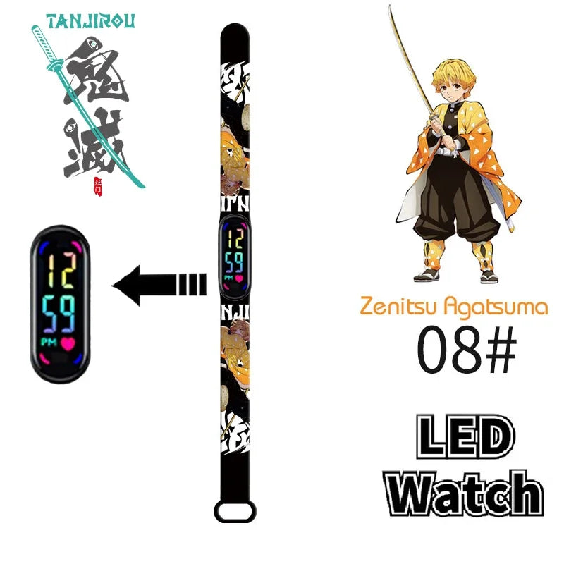 Pokémon & Demon Slayer LED-Uhr – Tanjirou & Nezuko Silikon-Touchscreen, wasserdicht, Sportgeschenk