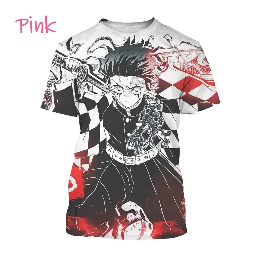 Demon Slayer Kamado Tanjirou T-Shirt 3D Printed Personality Round Neck