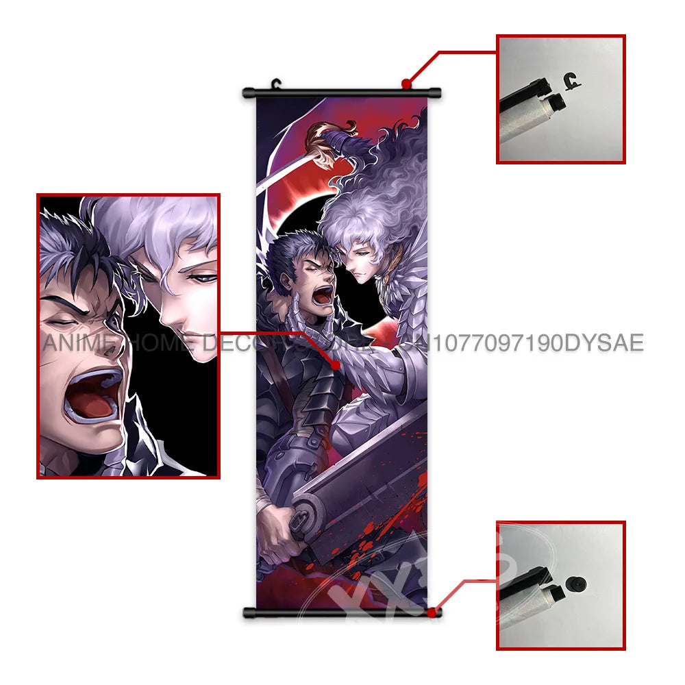 Berserk Poster Black Swordsman Wall Artwork Scrolls Anime Home Decoration