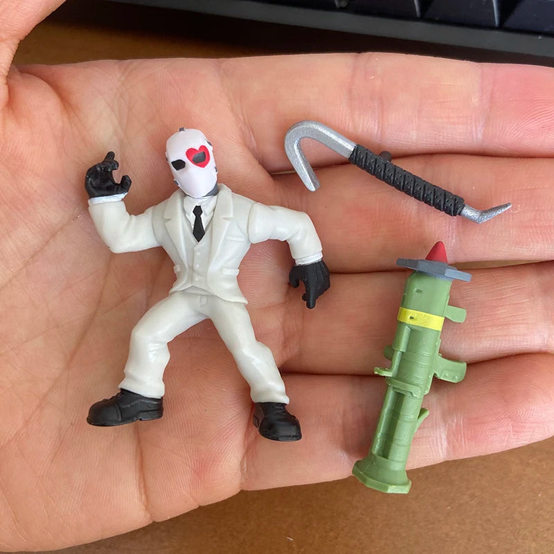 Kaufe 3 und erhalte 1 gratis – Fortnite-Actionfiguren mit Waffen und Werkzeugen (Peely, Skull Trooper, Fishstick, Blackheart)