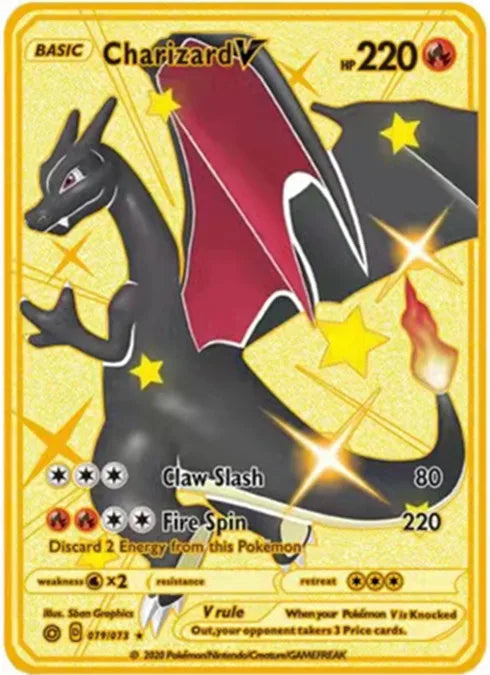 Pokemon Englische Metallkarte Anime-Sammelkarte Kinderspielzeug