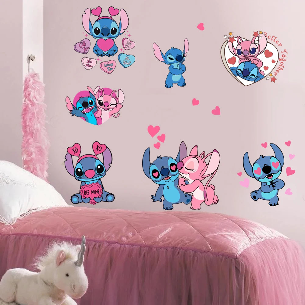 Cartoon Lilo & Stitch Regenbogen Wandaufkleber für Kinderzimmer Wanddekoration Animiertes Poster