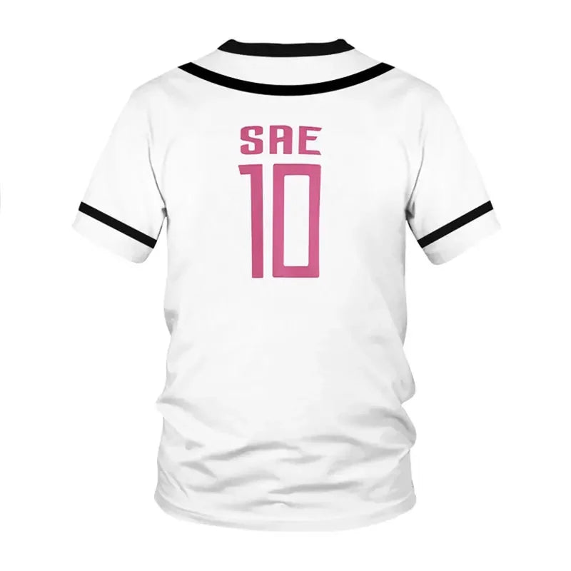 Anime Football Jersey T-Shirt for Men Women Children's Eye Catching Short Sleeve Summer Sport Shirt in Blue and White
