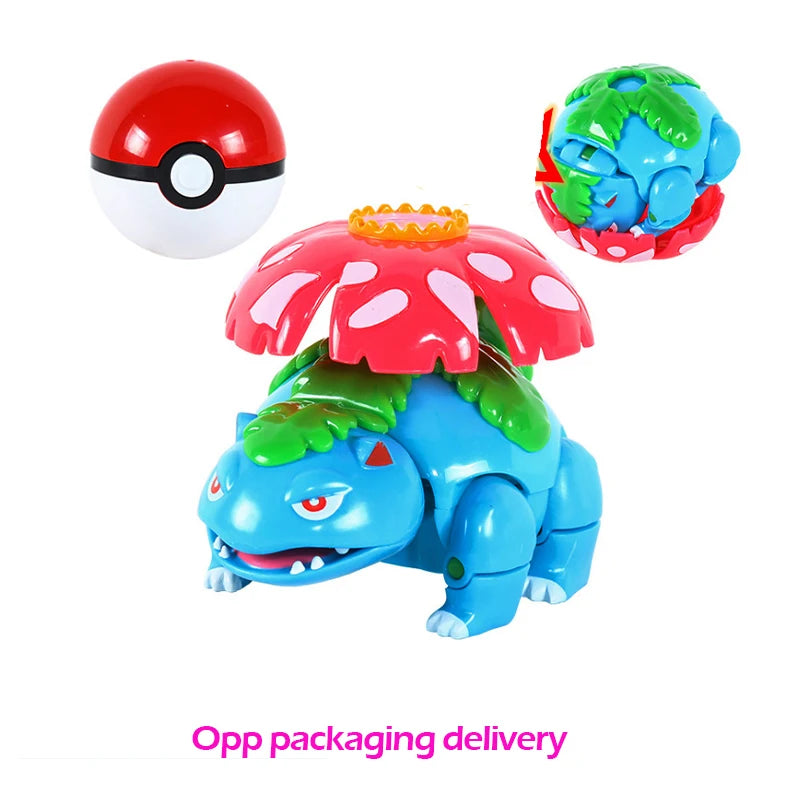 Verwandelnde Pokémon-Pokéball-Figuren – Pikachu, Glurak, Venusaurier, Blastoise, Mewtu, Gyarados, Solgaleo, Lunala und Evoli als Spielzeug