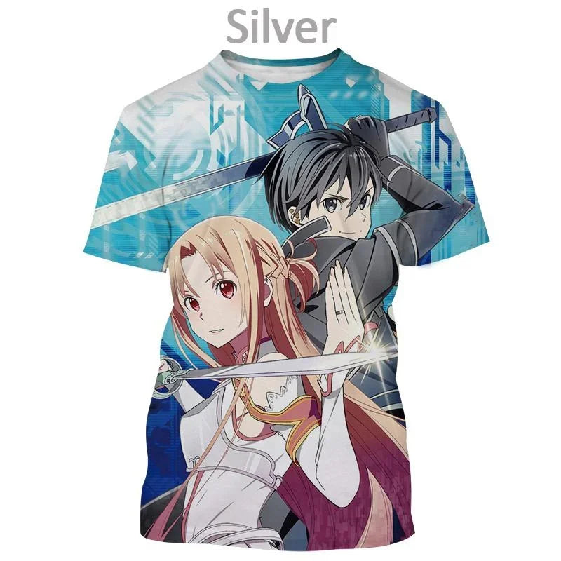 T-shirt Kirito & Asuna Sword Art Online Haut décontracté à manches courtes