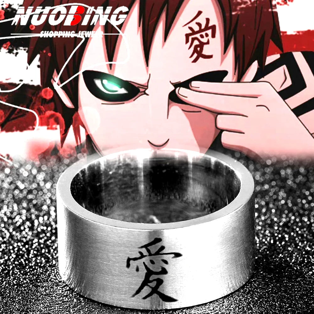 Japanischer Anime Ninjutsu Wächter des Sandes Ringe – Edelstahlschmuck