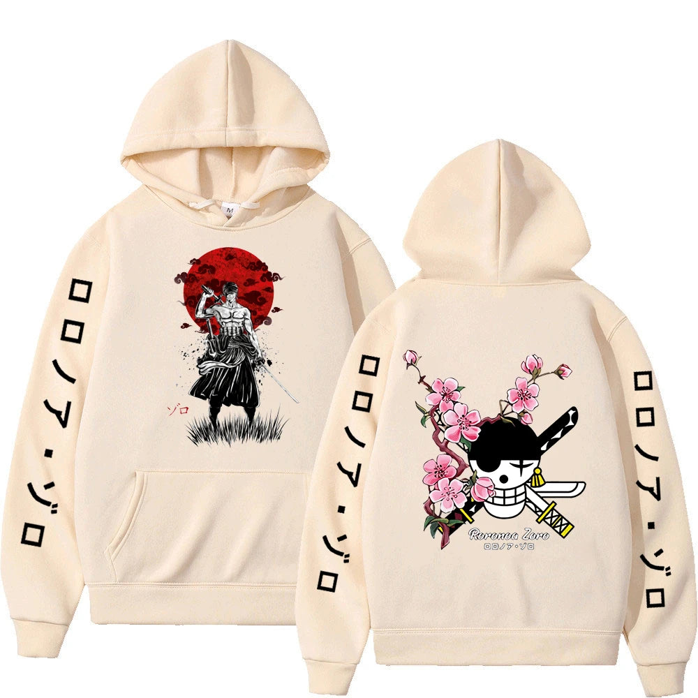 Unisex Japanischer Anime One Piece Hoodie Sweatshirt Lässige Mode Luffy Roronoa Zoro Sanji Harajuku Hoodies für Männer und Frauen