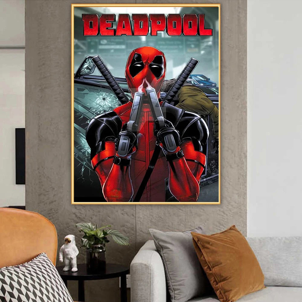 YOUQU Diamantmalerei Kunstfiguren Stickerei Kreuzstich „Deadpool“ Diamantmosaik Heimdekoration