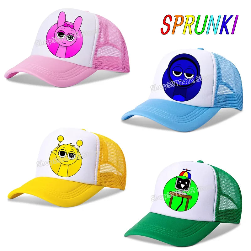 Incredibox Sprunki Kinder-Baseballkappe – Cartoon-Anime, verstellbarer Sonnenhut für Outdoor-Sport und Geburtstagsgeschenke