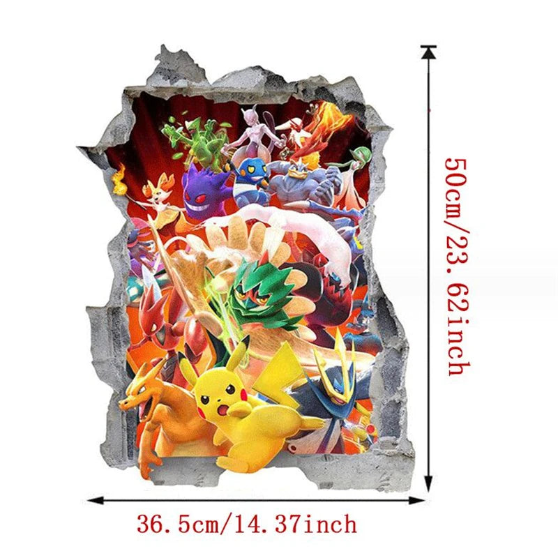 Cartoon Pikachu 3D Wandaufkleber für Kinder Wanddekoration