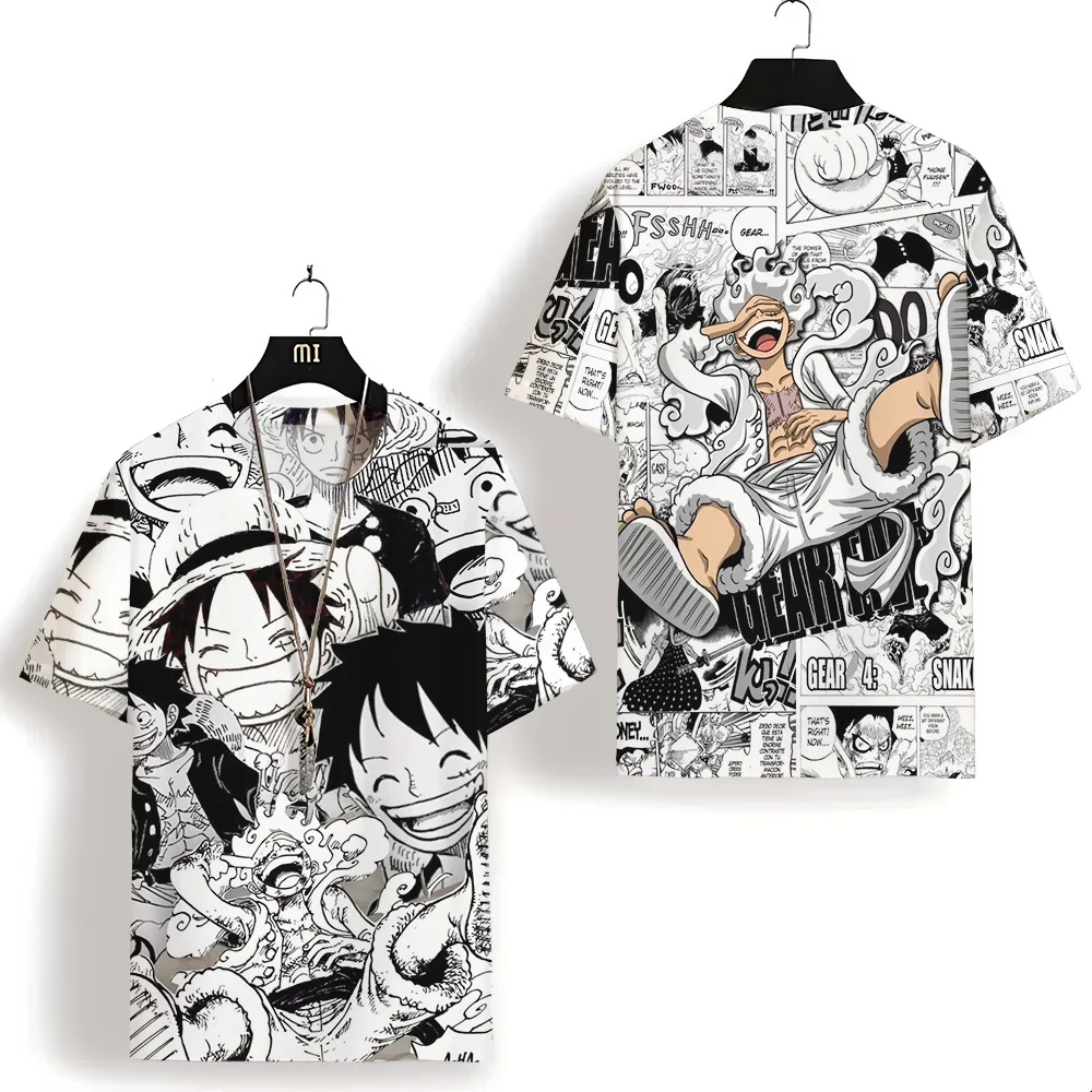 MINISO One Piece T-Shirt – Men’s 3D Cartoon Print Casual Oversized Anime Tee