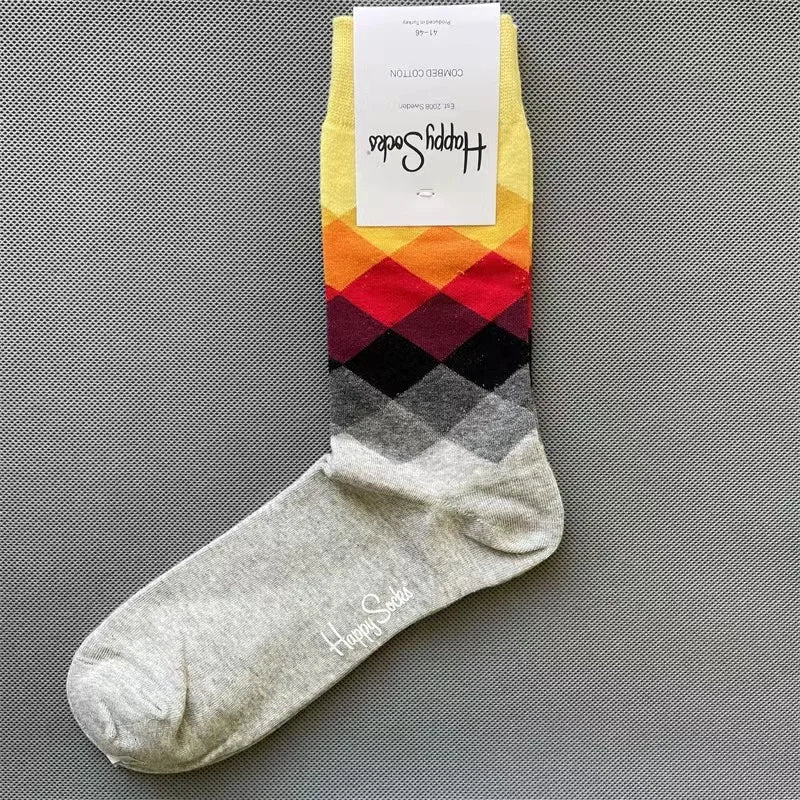 Diamond Check Happy Socks für Herren – Geometrische Sportsocken aus Baumwolle (Größe 41–46)