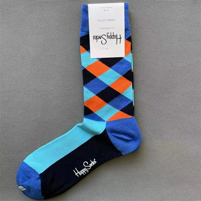 Diamond Check Happy Socks für Herren – Geometrische Sportsocken aus Baumwolle (Größe 41–46)