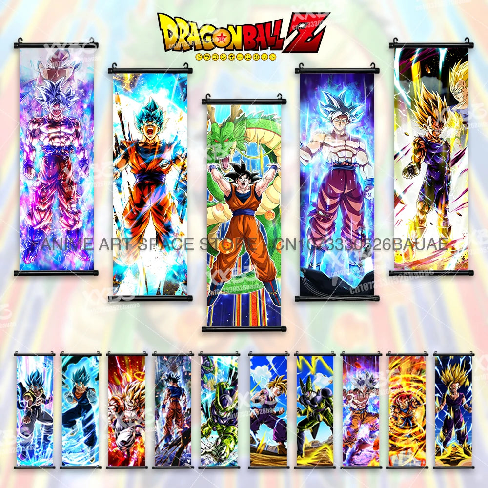 Dragon Ball Z Hanging Paintings Room Decorative Poster Anime Saiyan Scrolls Picture Wall Art