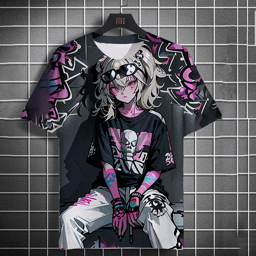 Anime Charakter T-Shirt – 3D Sexy Beauty Graffiti Kunstdruck