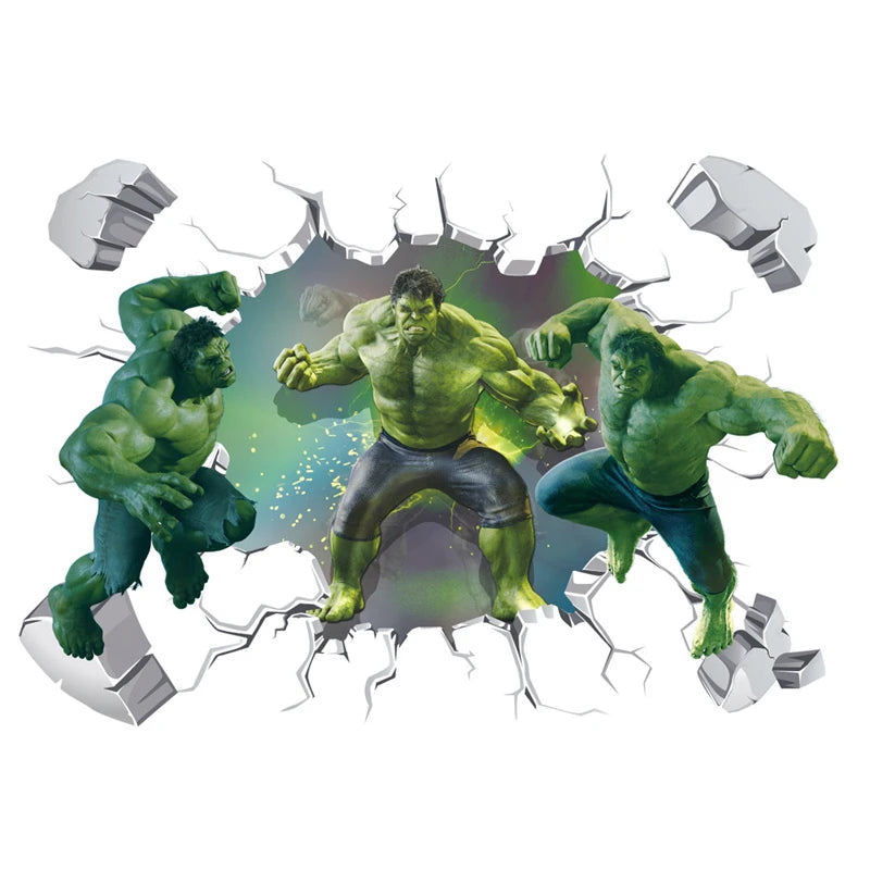 3D Cartoon Hulk Marvel Avengers Wall Stickers For Kids Wall Decoration Super Hero Movie Poster