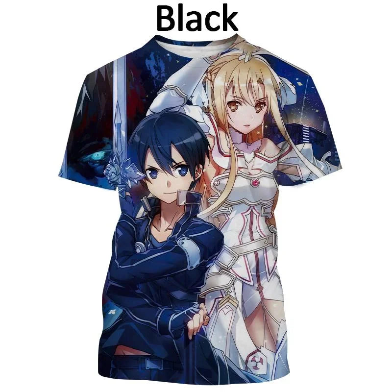 T-shirt Kirito & Asuna Sword Art Online Haut décontracté à manches courtes