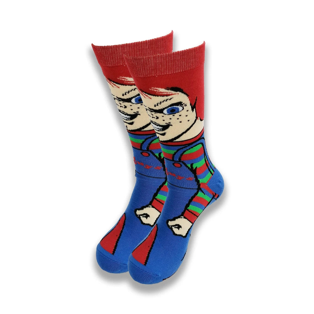 Lustige Socken mit Cartoon-Anime-Print – Personalisierter atmungsaktiver Baumwoll-Hip-Hop-Stil für Männer und Frauen