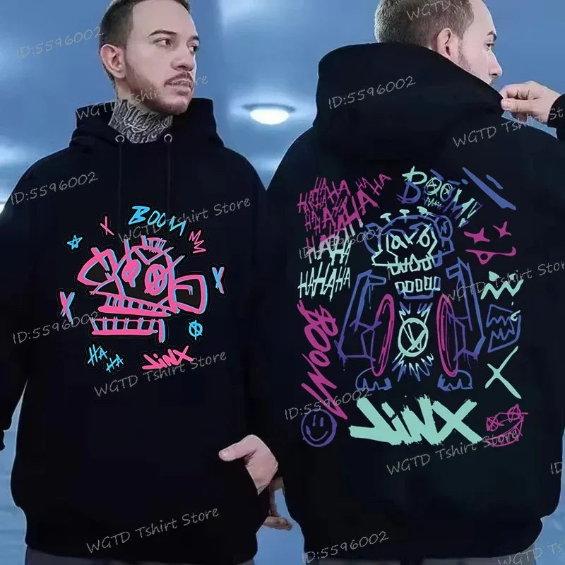 Arcane Jinx Anime Hoodie – Lässiger Pullover für Männer und Frauen, Streetwear für Spieleliebhaber und Fans
