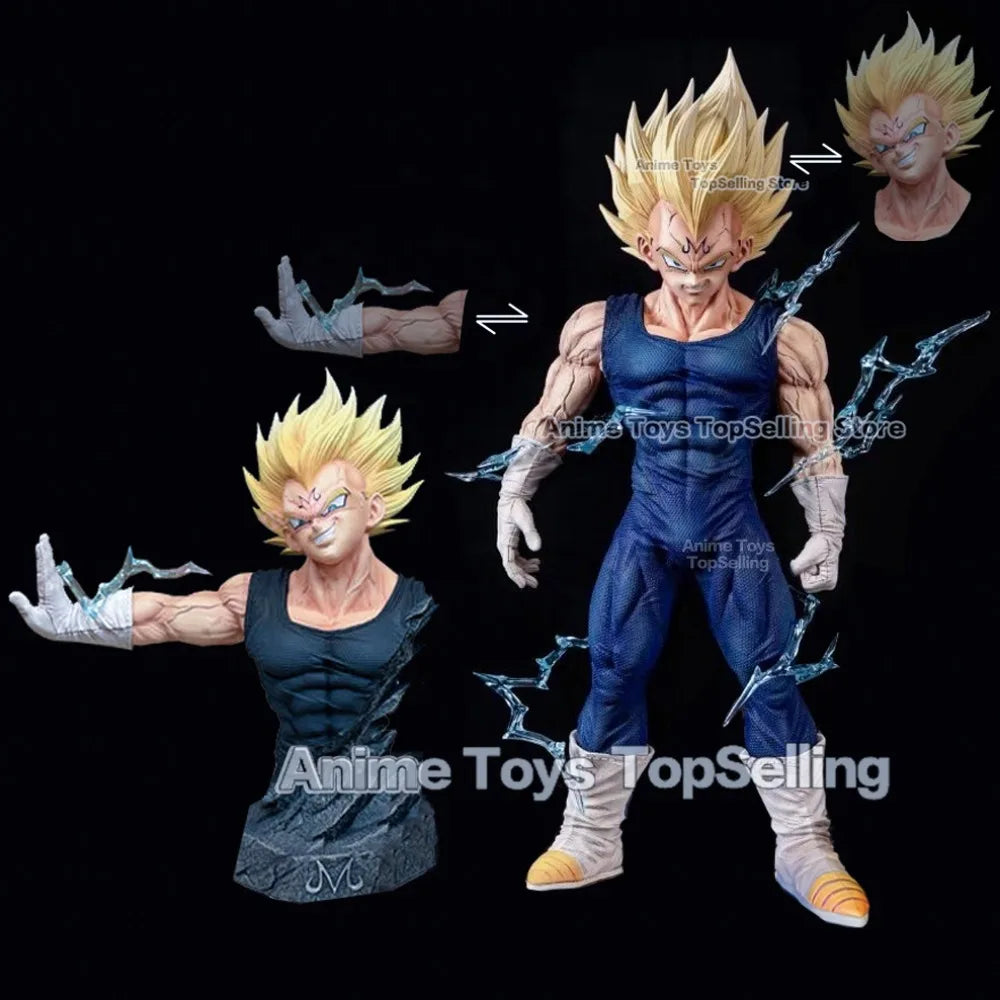 28 cm Anime Dragon Ball Z Figur Majin Vegeta Figur Austauschbare Hände und Kopf PVC Actionfiguren Sammlung Modell Spielzeug Geschenke