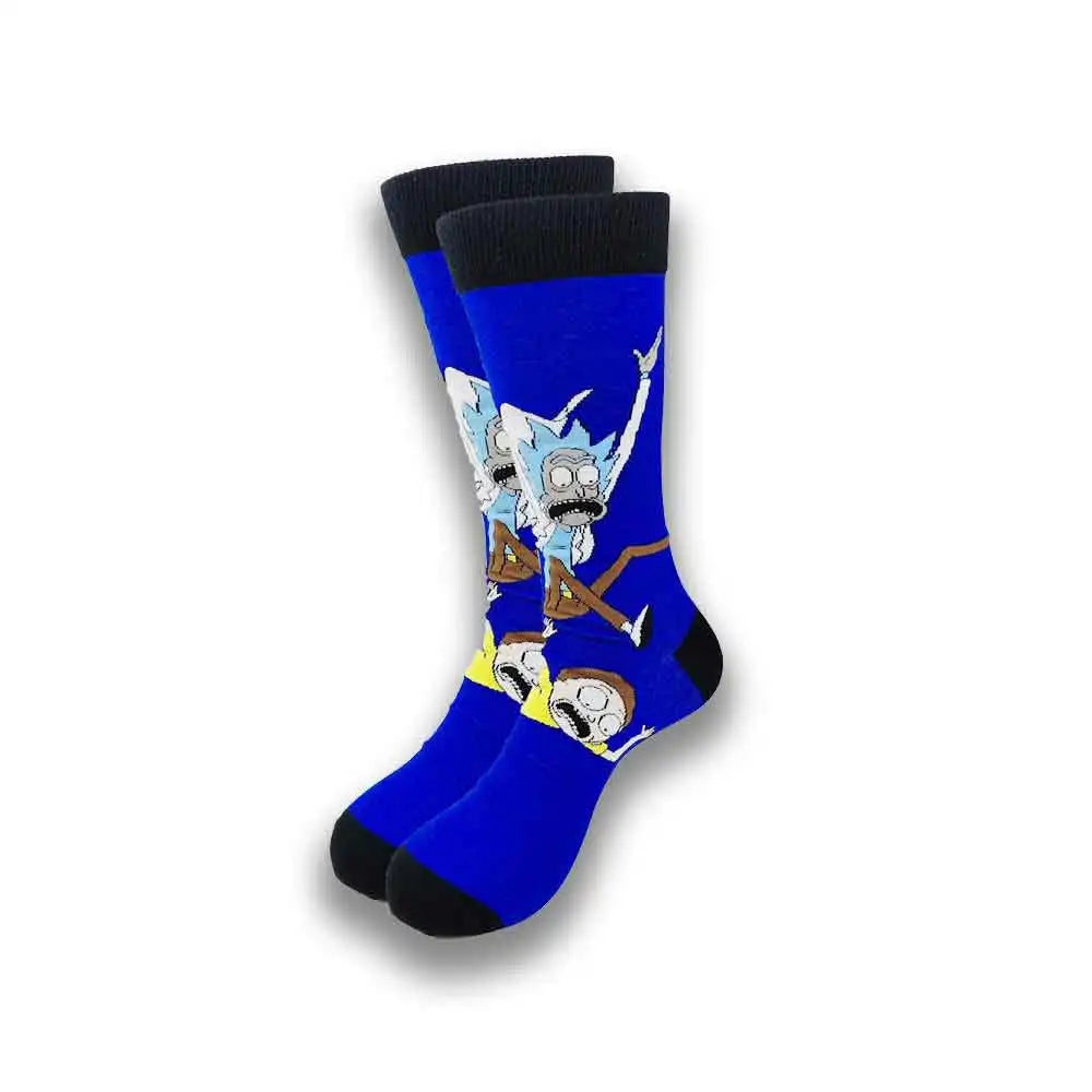 Lustige Socken mit Cartoon-Anime-Print – Personalisierter atmungsaktiver Baumwoll-Hip-Hop-Stil für Männer und Frauen