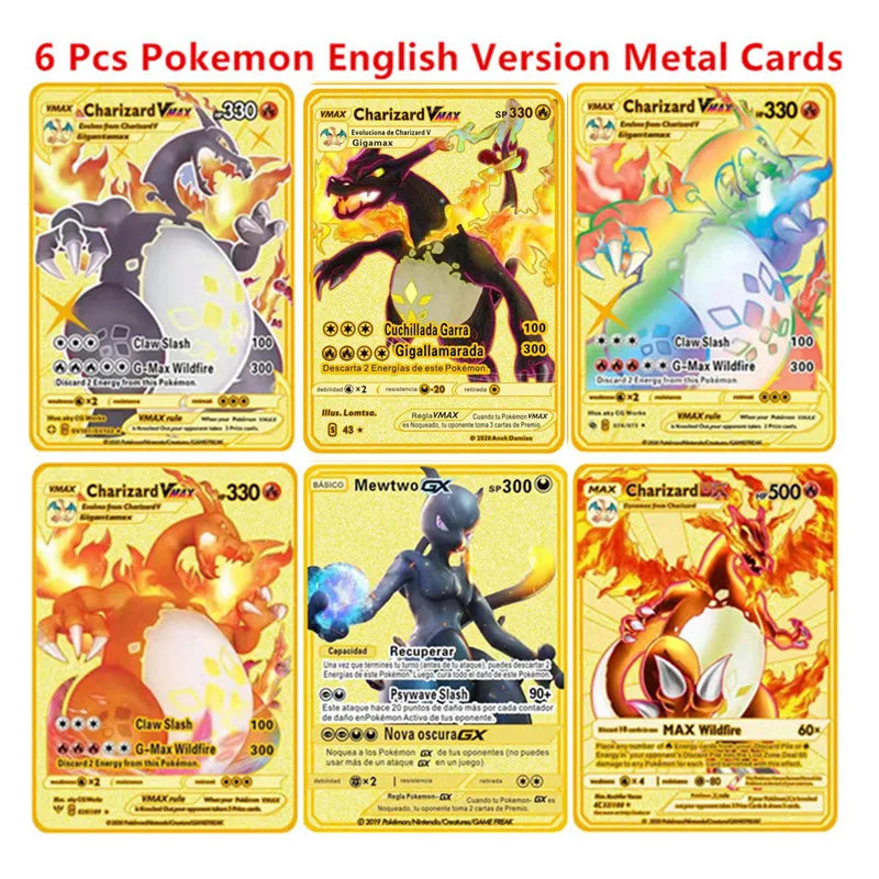 Pokemon Englische Metallkarte Anime-Sammelkarte Kinderspielzeug