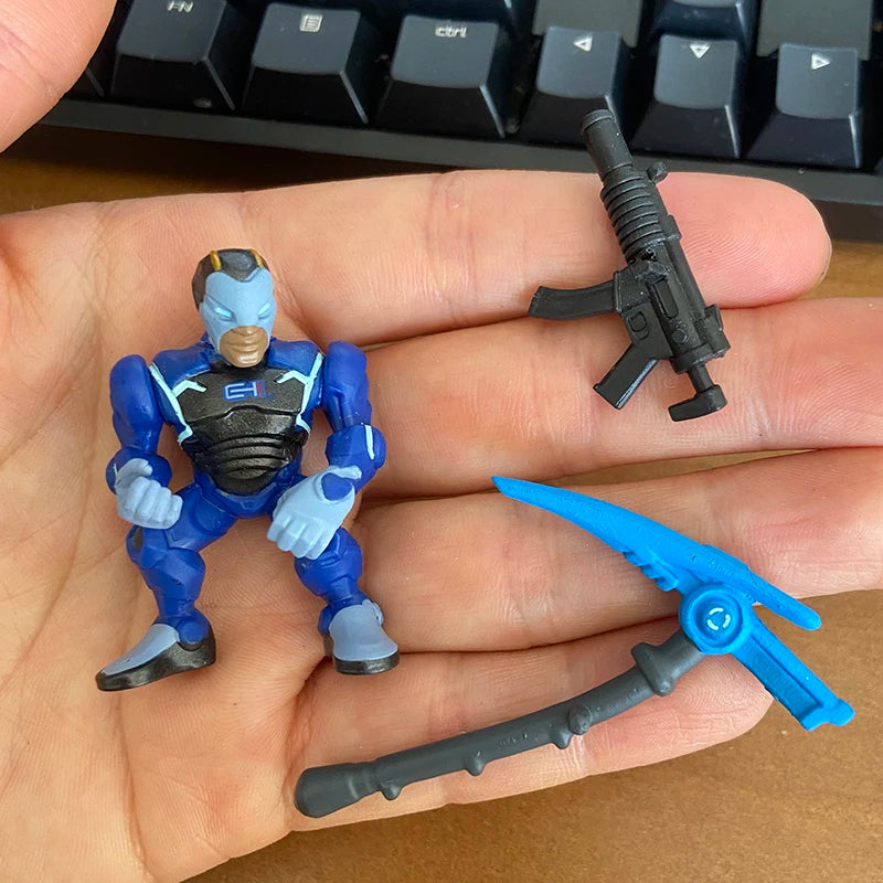 Kaufe 3 und erhalte 1 gratis – Fortnite-Actionfiguren mit Waffen und Werkzeugen (Peely, Skull Trooper, Fishstick, Blackheart)