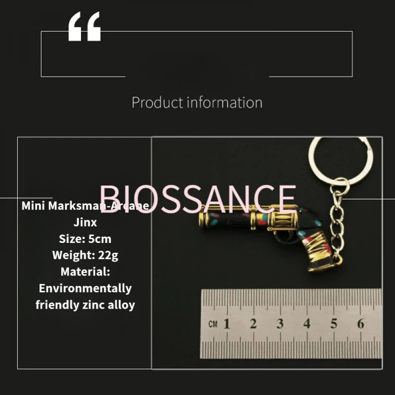 BIOSSANCE Porte-clés exquis de dessin animé Jinx – Sharpshooter Arcane Design pour hommes et femmes, cadeau de bijoux