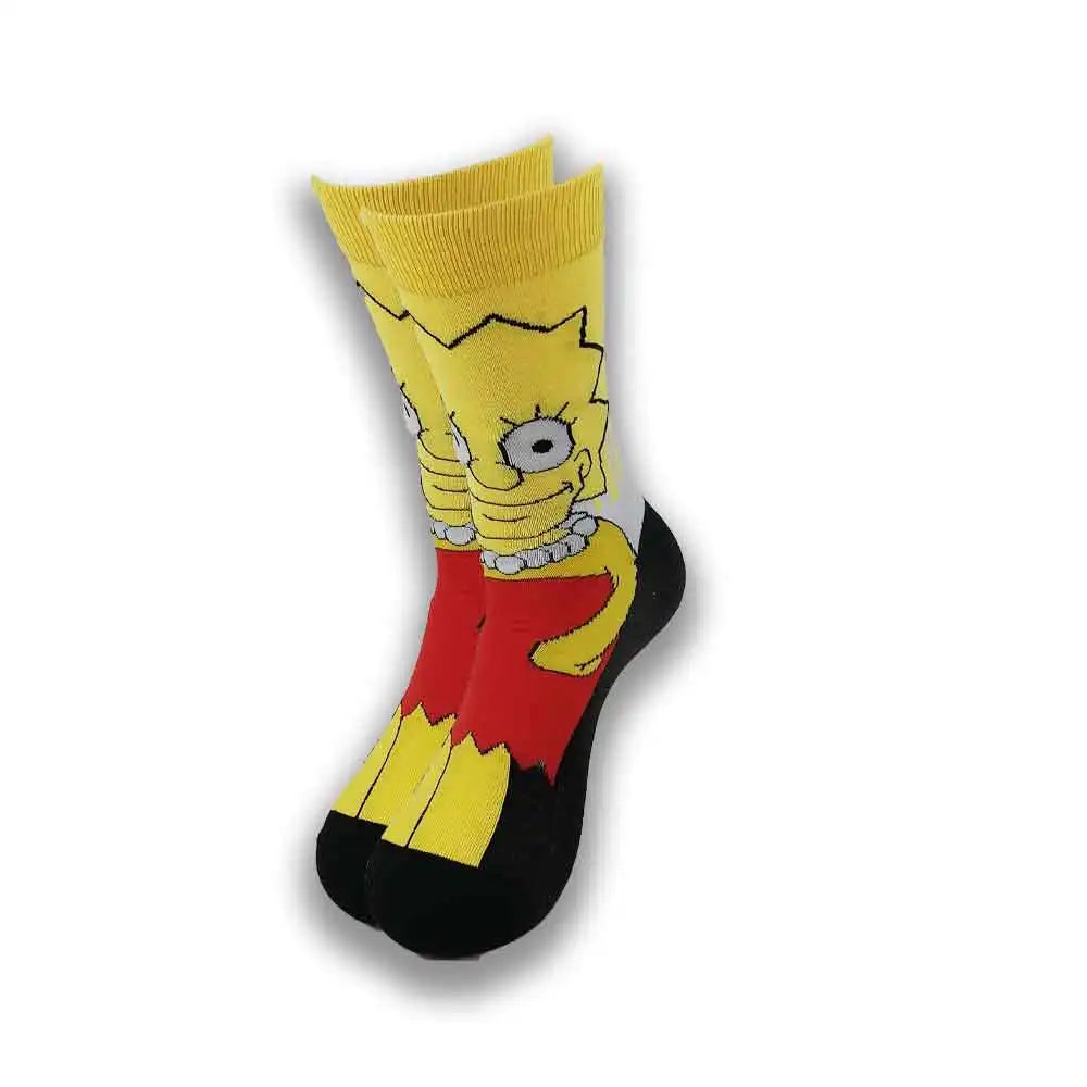 Lustige Socken mit Cartoon-Anime-Print – Personalisierter atmungsaktiver Baumwoll-Hip-Hop-Stil für Männer und Frauen