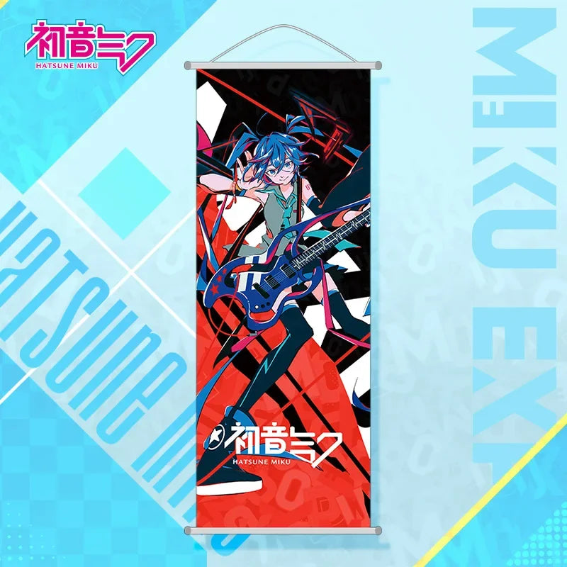 New Bandai Hatsune Miku 2D Peach Skin Scroll Anime Paintings Wall Decoration 25*70cm