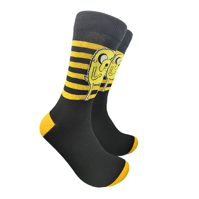 Modische Anime-Socken für Herren – Lustiger Hip-Hop-Stil mit hochwertigen Näh- und Cartoon-Mustern
