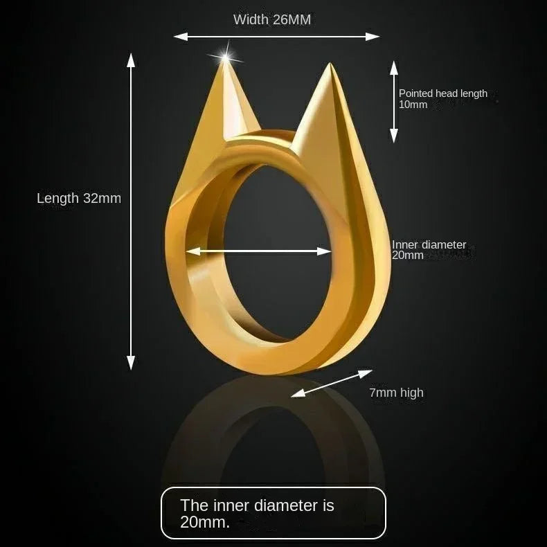 Bagues d'autodéfense unisexes en forme d'oreilles de chat mignon - Bijoux de phalange en métal multifonctionnels pour femmes et hommes