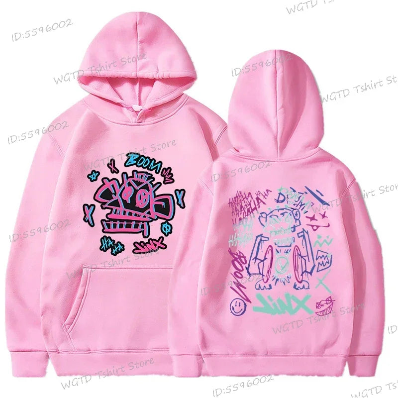 Arcane Jinx Anime Hoodie – Lässiger Pullover für Männer und Frauen, Streetwear für Spieleliebhaber und Fans