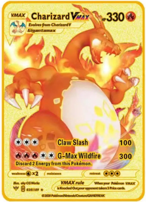 Pokemon Englische Metallkarte Anime-Sammelkarte Kinderspielzeug