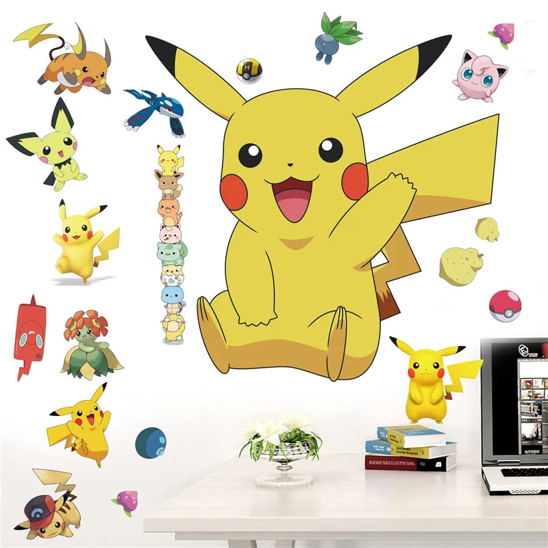 Cartoon Pikachu Wandaufkleber für Kinder DIY Wanddekoration Animiertes Poster