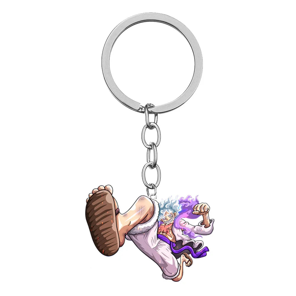 Anime One Piece Metal Keychain Accessories Cartoon Action Figures