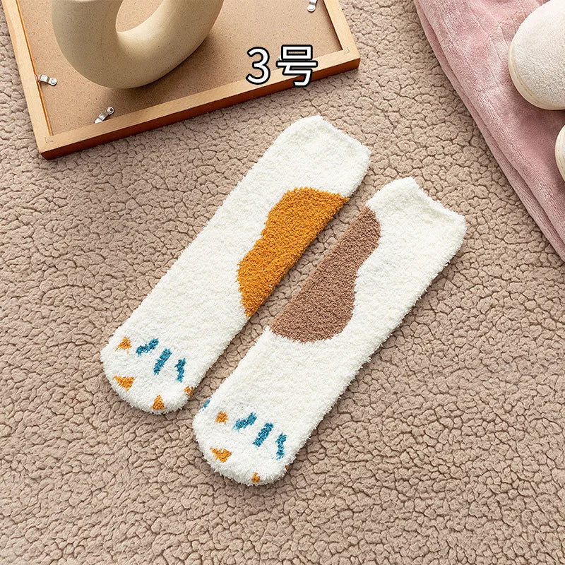 Korallensamt-Katzenkrallensocken – Verdickte Mitte