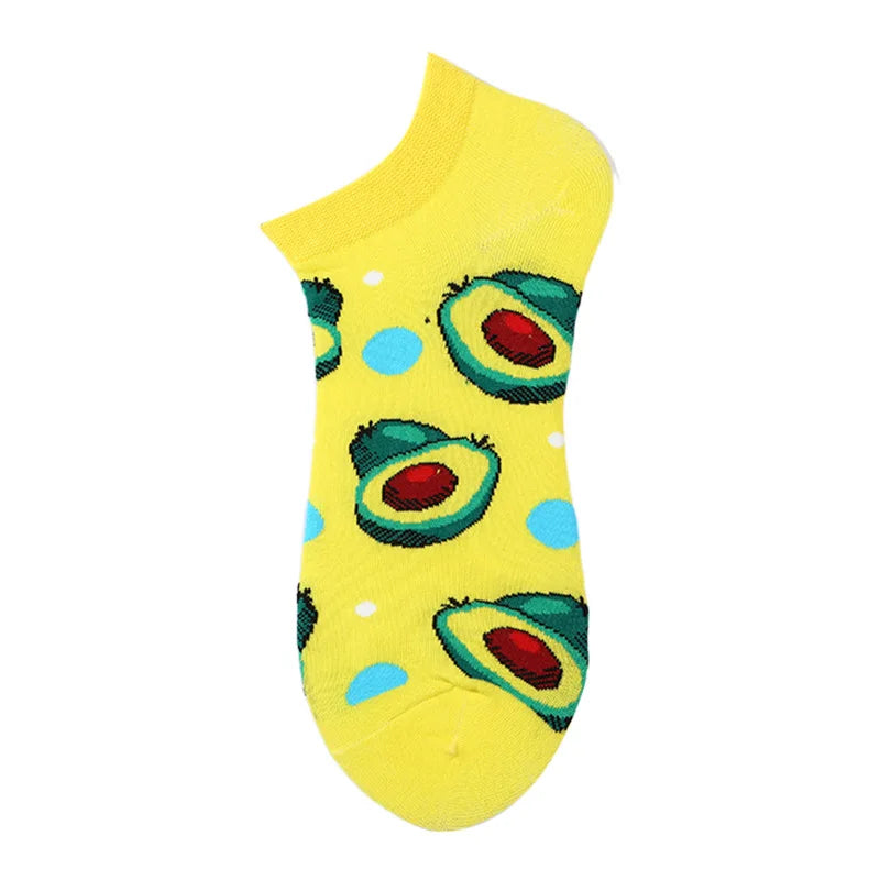 40-Style Bunte Baumwoll-Söckchen für Herren – Lustige Avocado, Tiere & Kunstdrucke