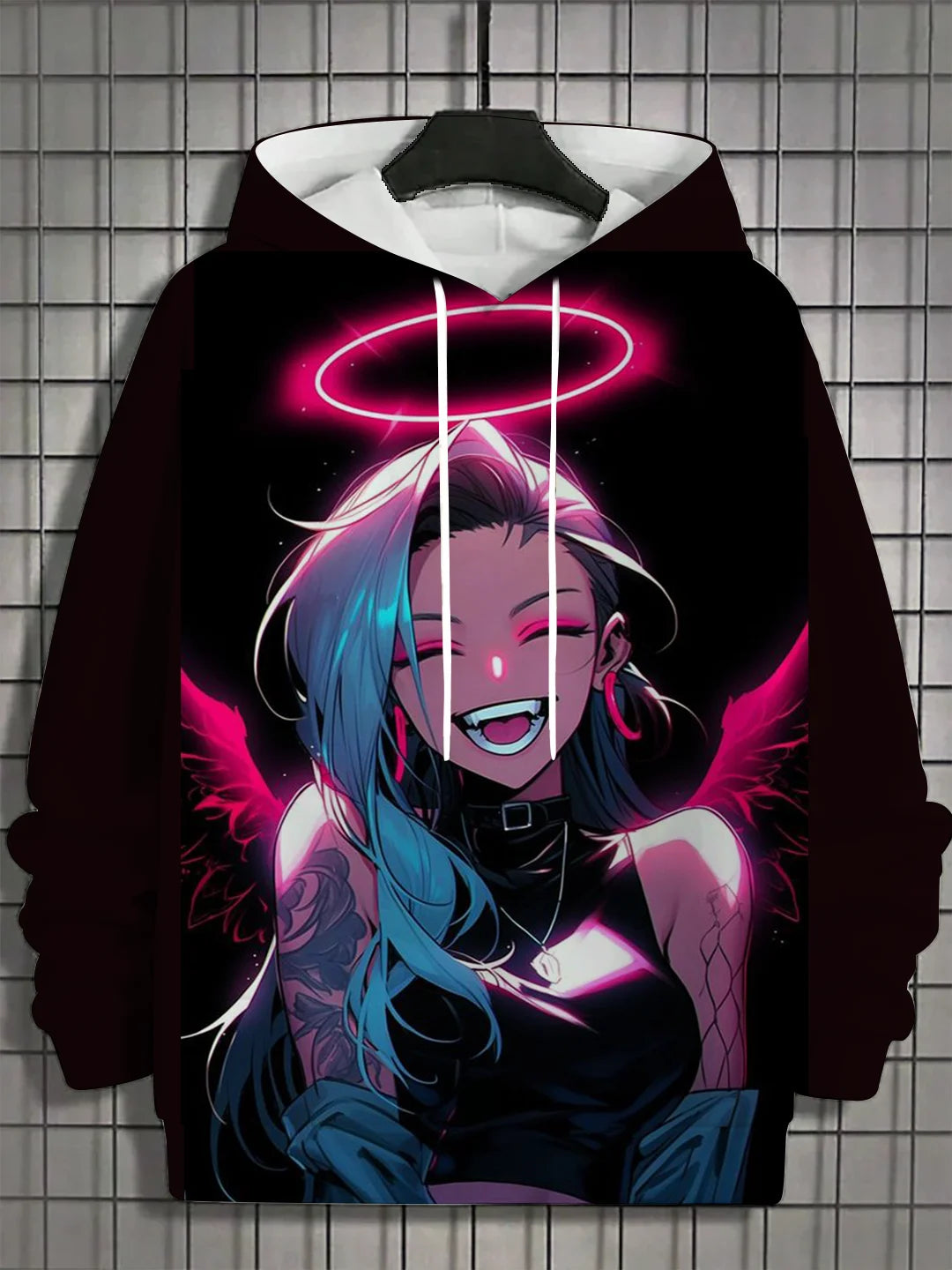 Kapuzenpullover für Herren mit 3D-Druck – Nymphet Cartoon Girl Grafik Übergroßes Streetwear-Sweatshirt