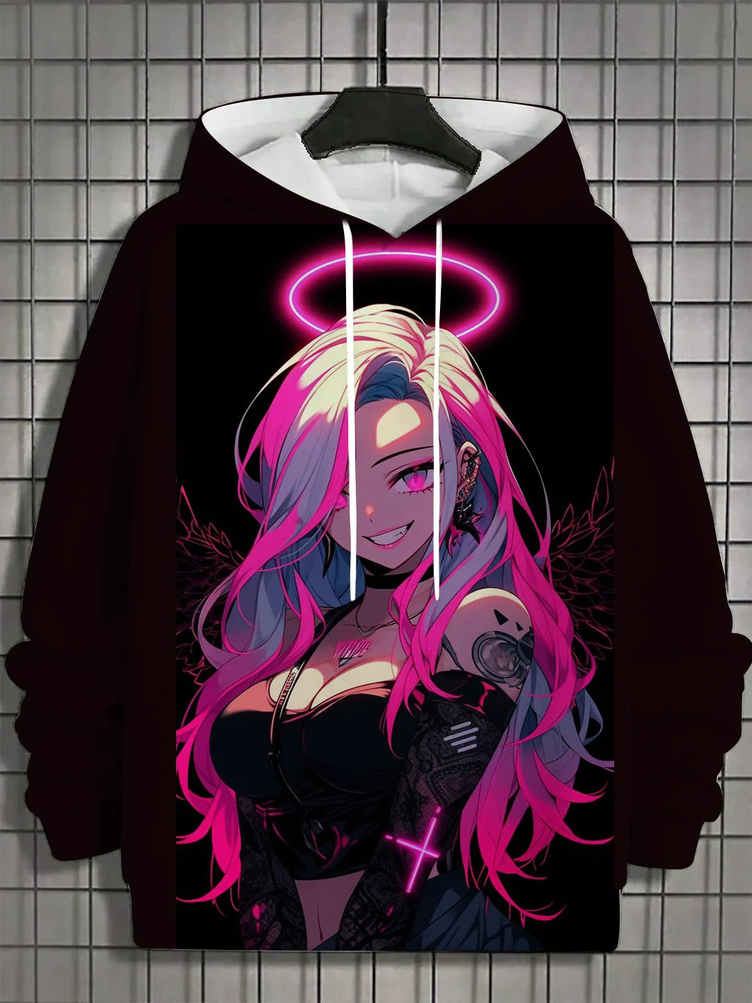 Kapuzenpullover für Herren mit 3D-Druck – Nymphet Cartoon Girl Grafik Übergroßes Streetwear-Sweatshirt