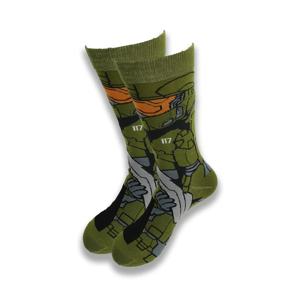 Lustige Socken mit Cartoon-Anime-Print – Personalisierter atmungsaktiver Baumwoll-Hip-Hop-Stil für Männer und Frauen