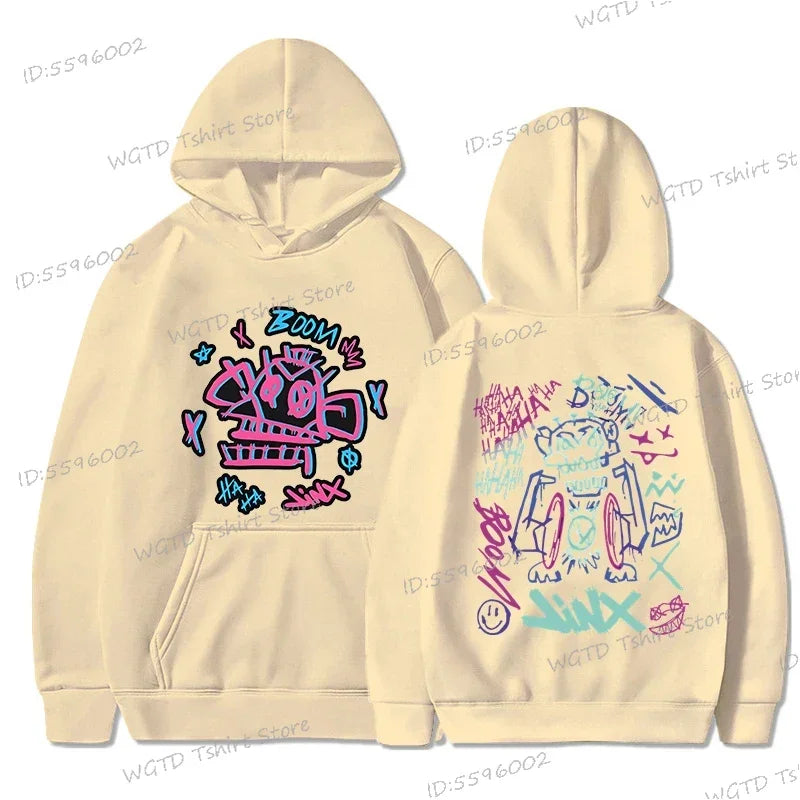 Arcane Jinx Anime Hoodie – Lässiger Pullover für Männer und Frauen, Streetwear für Spieleliebhaber und Fans