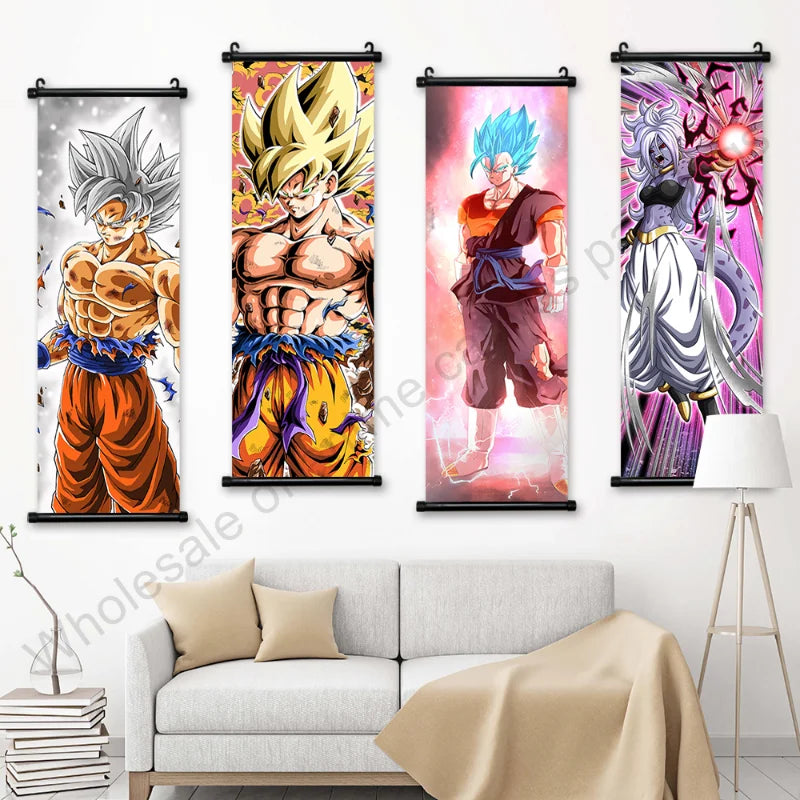 Canvas Hanging Scrolls Poster Home Decor JK Anime Print Dragon Ball Z