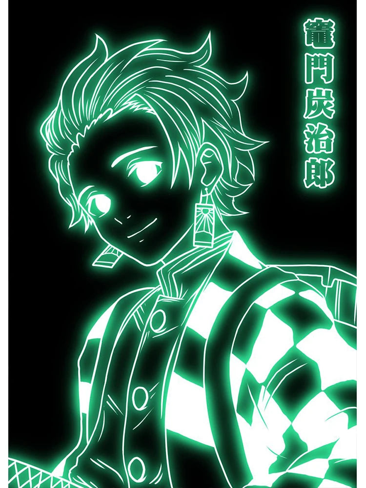 Neon-Stil Poster Leinwand Malerei Japan Anime Cartoon Figur Wandkunst für Wohnzimmer Home Decor ungerahmt