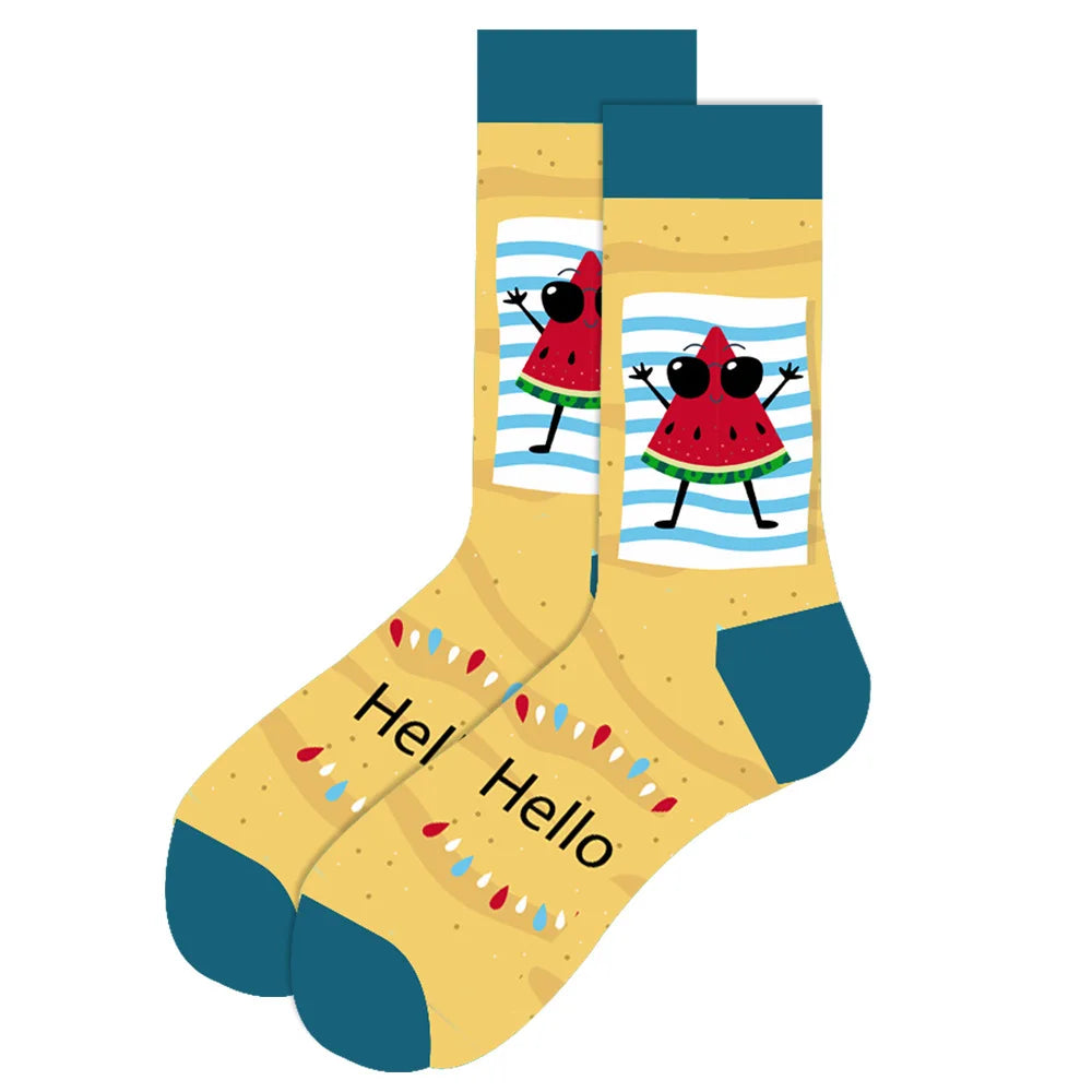 Lustige Streetwear-Socken in großen Größen – Cartoon-Tier- und Obstdesigns, Hip-Hop-Baumwolle